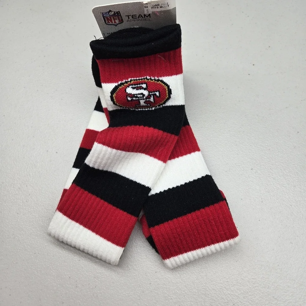 San Francisco 49ers Men Socks Medium‎ Red NFL Team Striped Mid Calf NWT